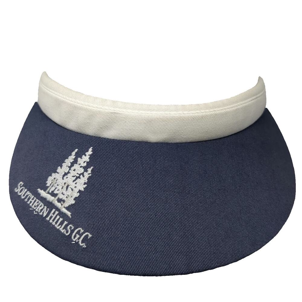 Town Talk Southern Hills G.C. Golf Visor Hat Blue One Size Pine Trees Logo USA